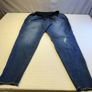 1822 Blue Distressed Maternity Jeans